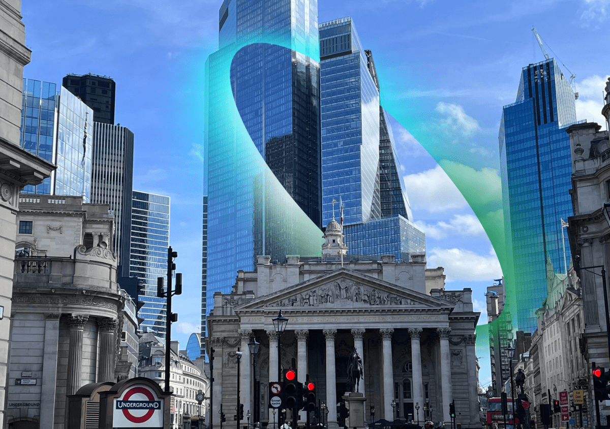 8 bishopsgate building in London surrounded by a digitally placed Freshwave orb to showcase better connectivity